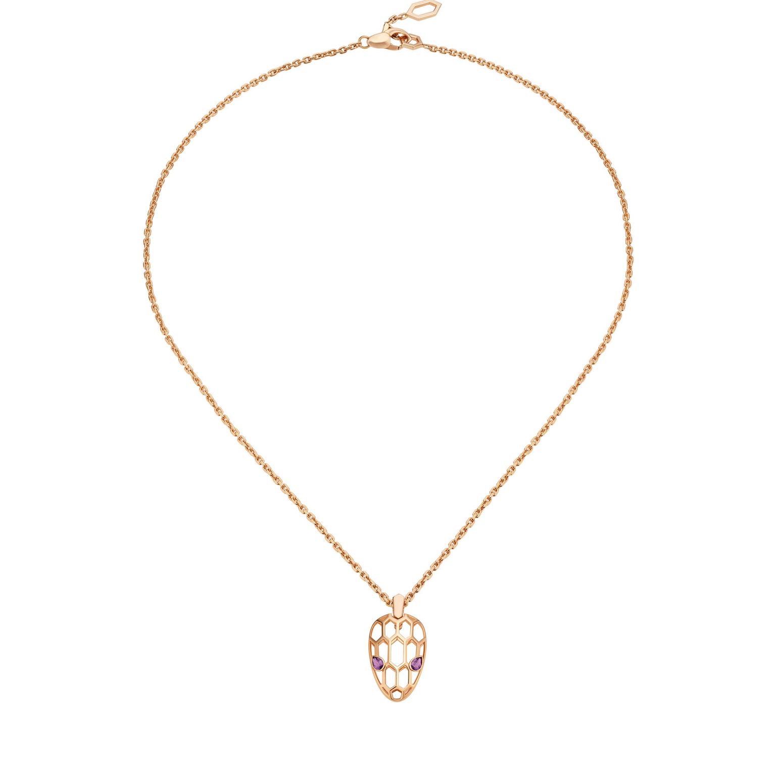 Bulgari Serpanti Seduttori necklace in rose gold with amethysts