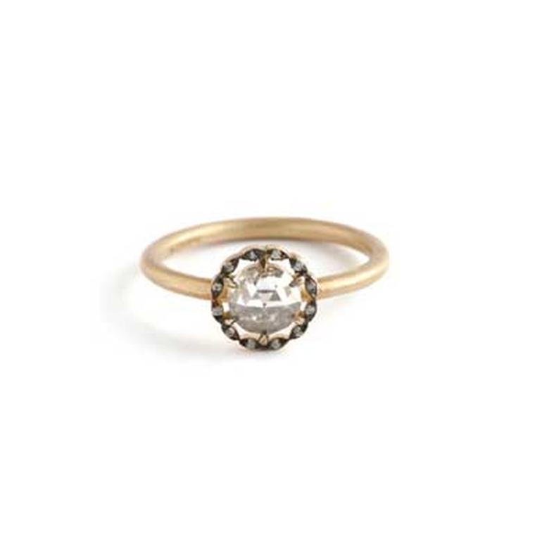 Sofia Kaman Lacy Leaf rose-cut diamond ring