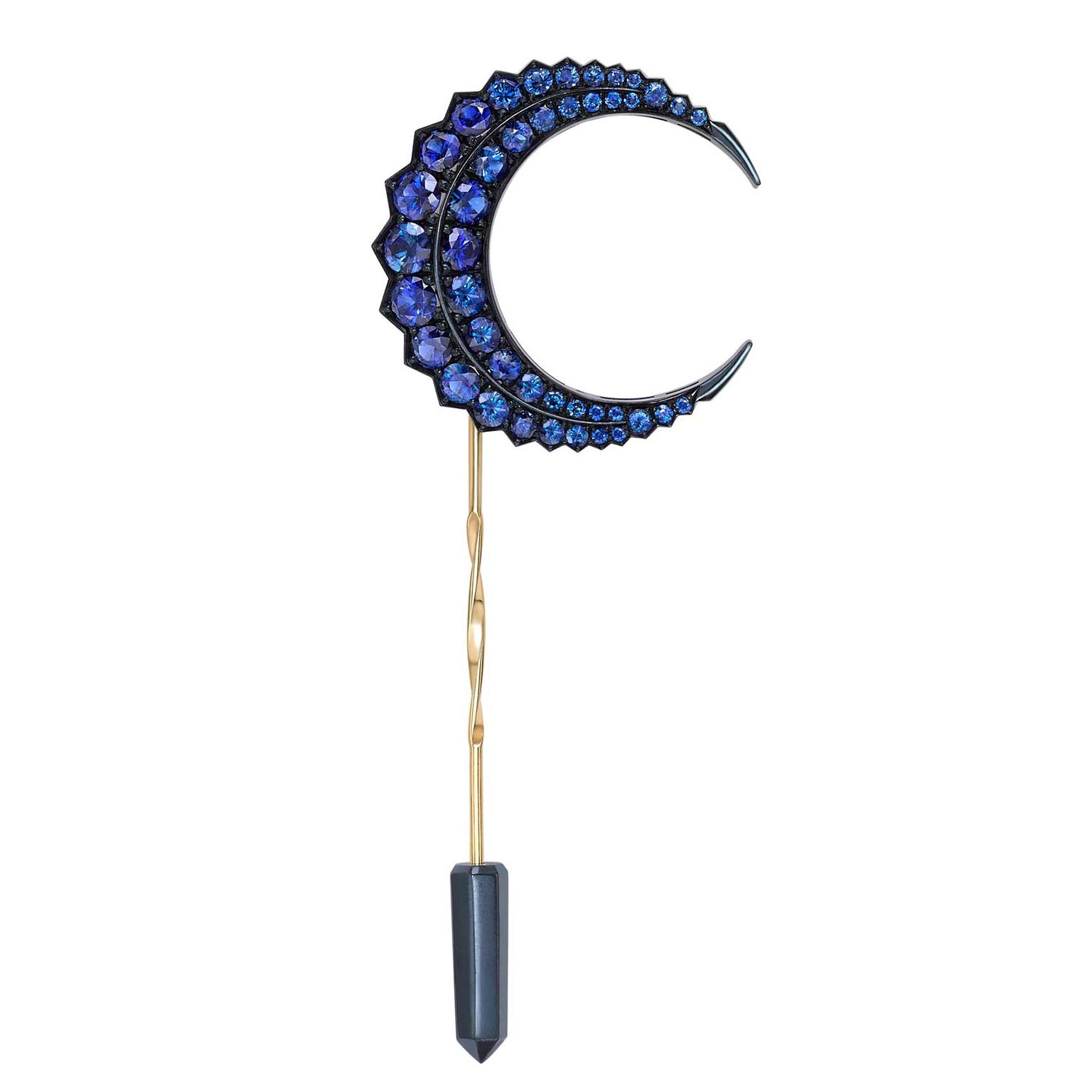 Ana de Costa blue sapphire lapel pin