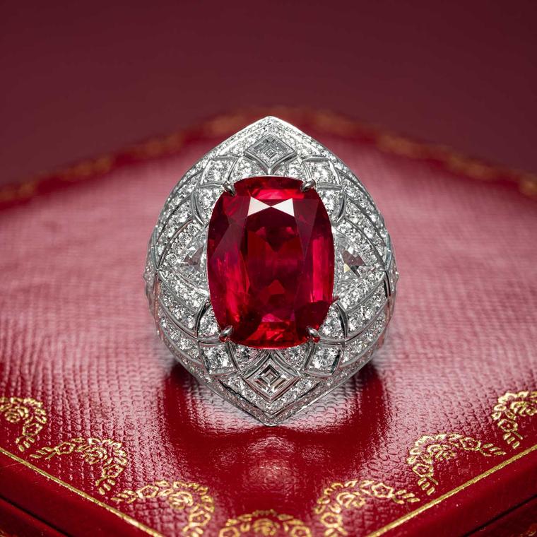 Cartier 8.38 carat Burmese ruby Fleur de Lotus ring