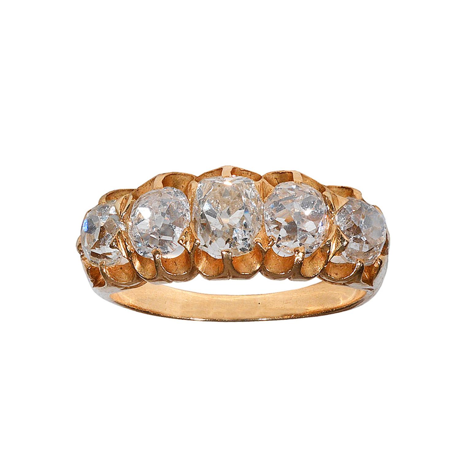 Bernardo Antichita five-stone old mine-cut diamond ring