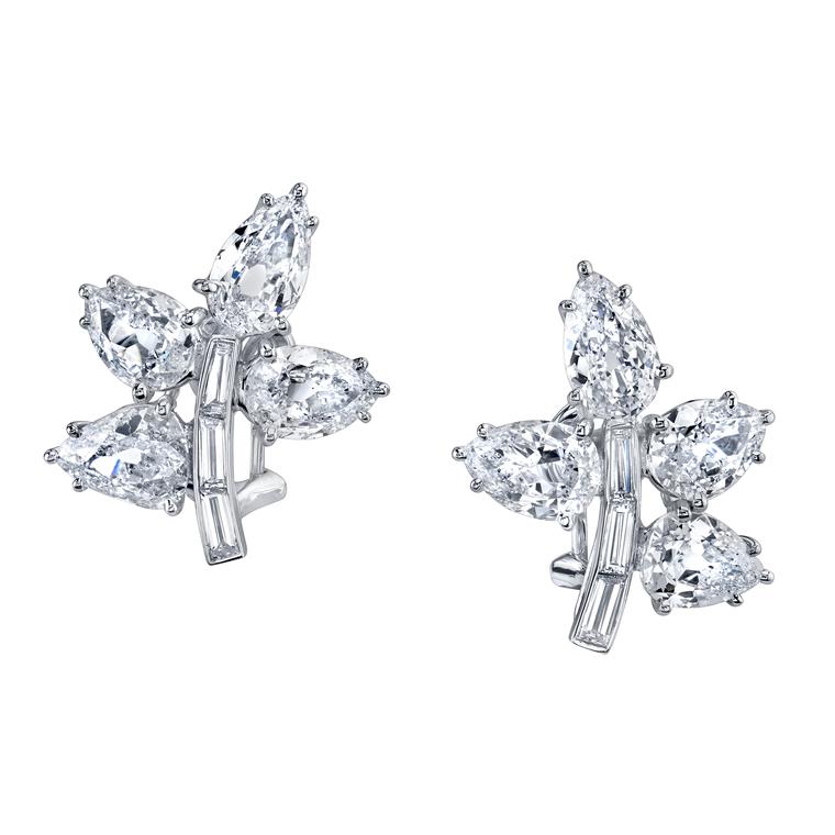 Harry Kotlar baguette-cut diamond petal earrings
