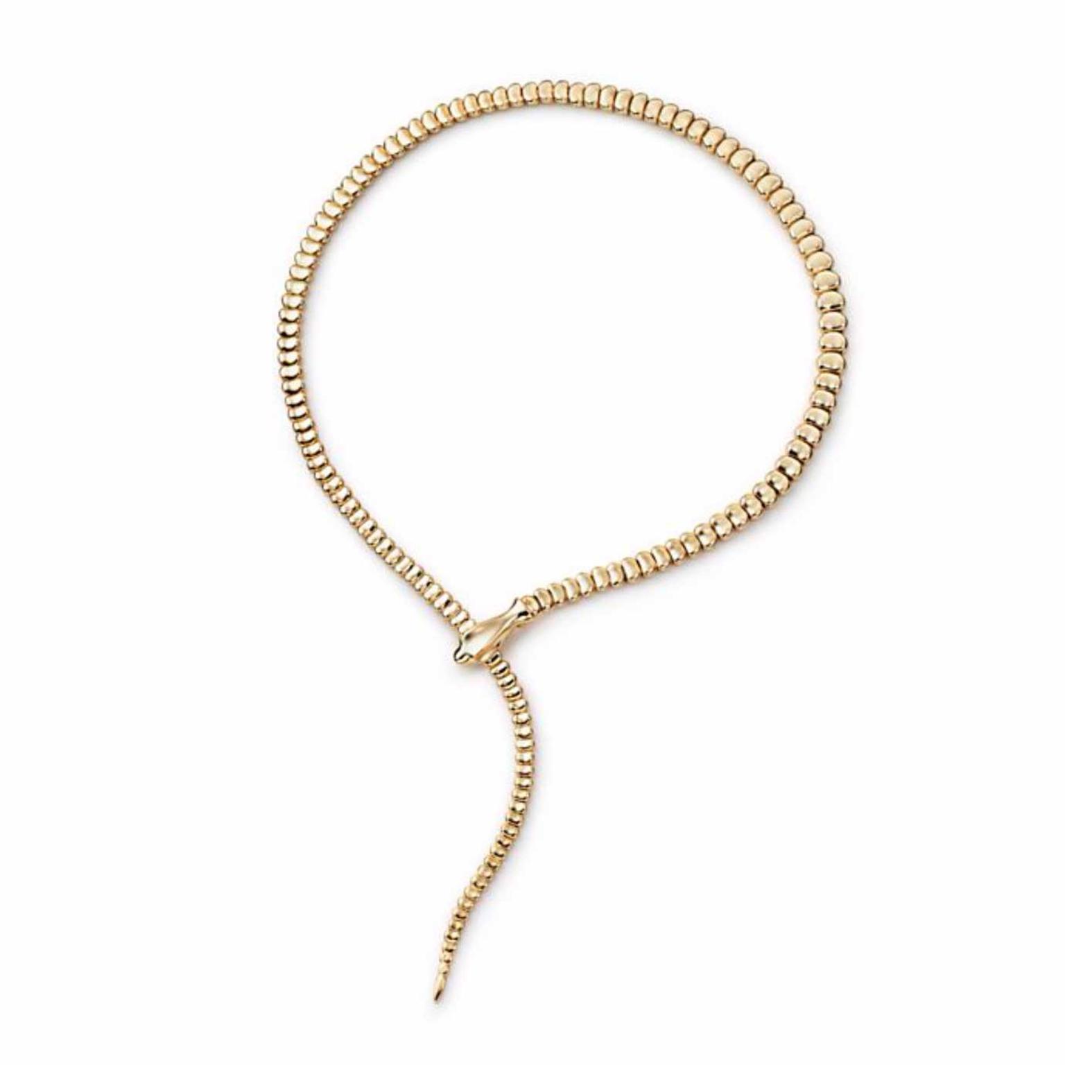 Elsa Peretti for Tiffany Snake necklace in yellow gold