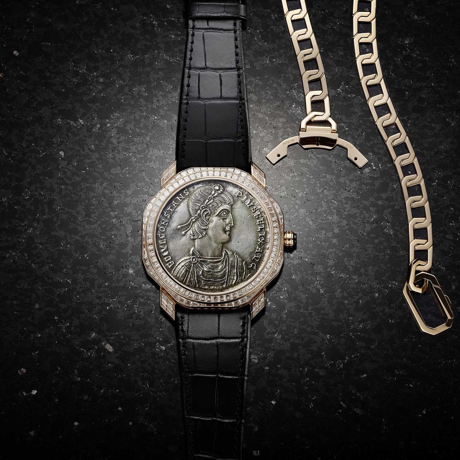 Bulgari Octo Monete watch with gold chain