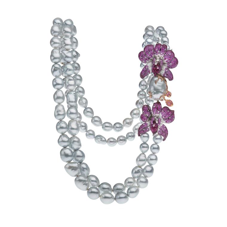 Autore Orchid Curly Pinks South Sea pearl necklace
