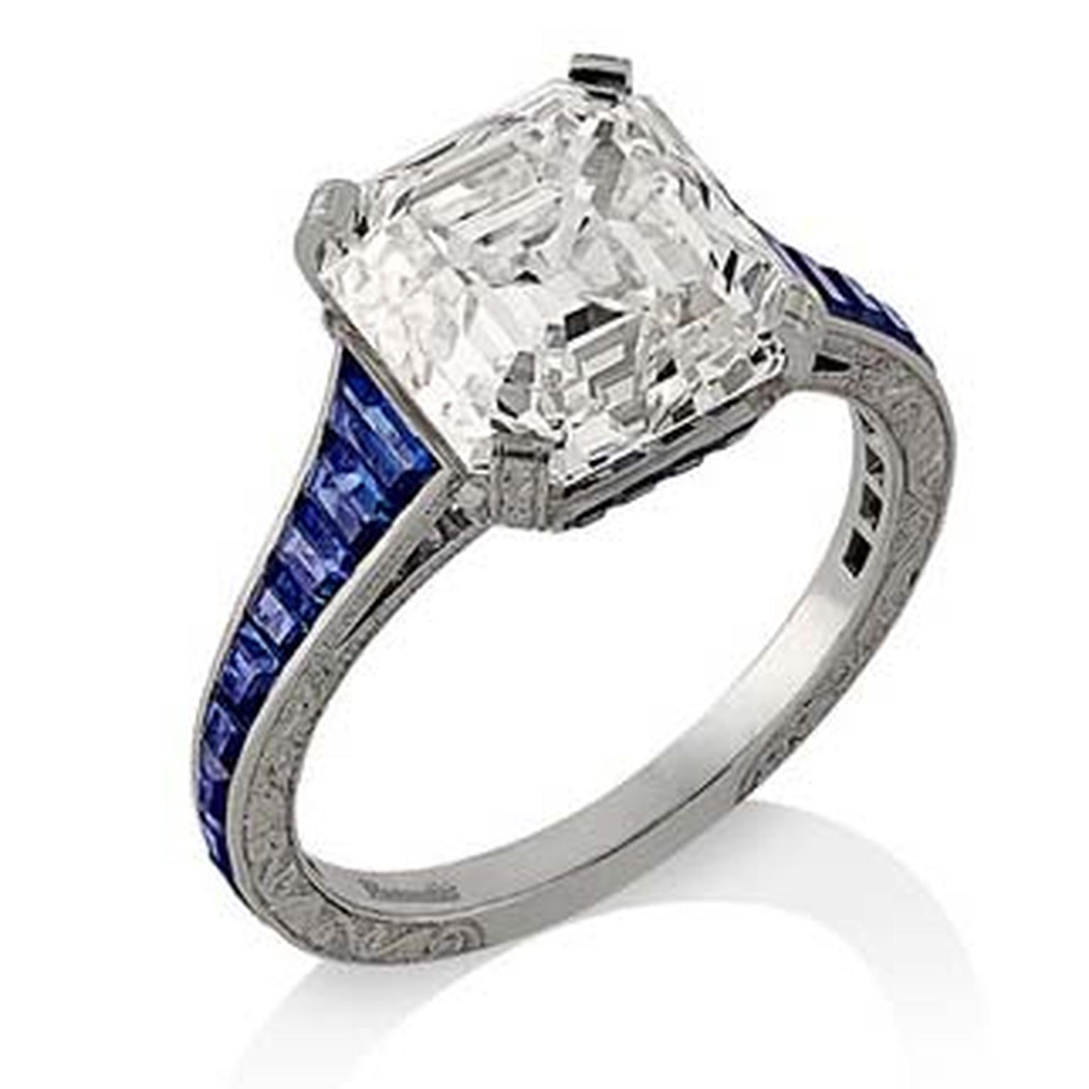 Hancocks Asscher cut diamond engagement ring