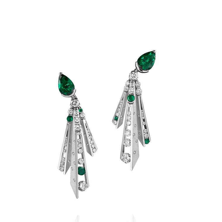 Alexandre Reza Dune emerald earrings with diamonds