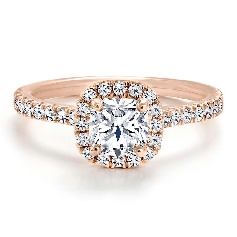Black Label Canadian diamond cushion-cut engagement ring in rose gold