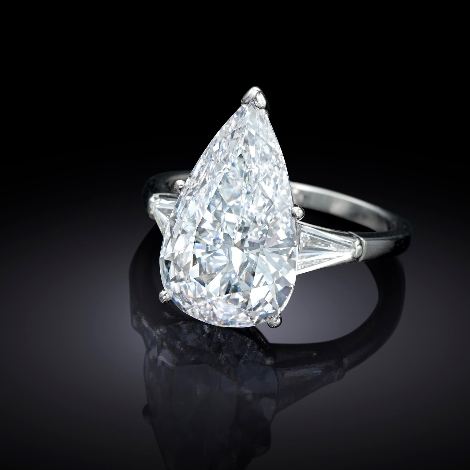 Jackie Collins' pear-shape diamond ring