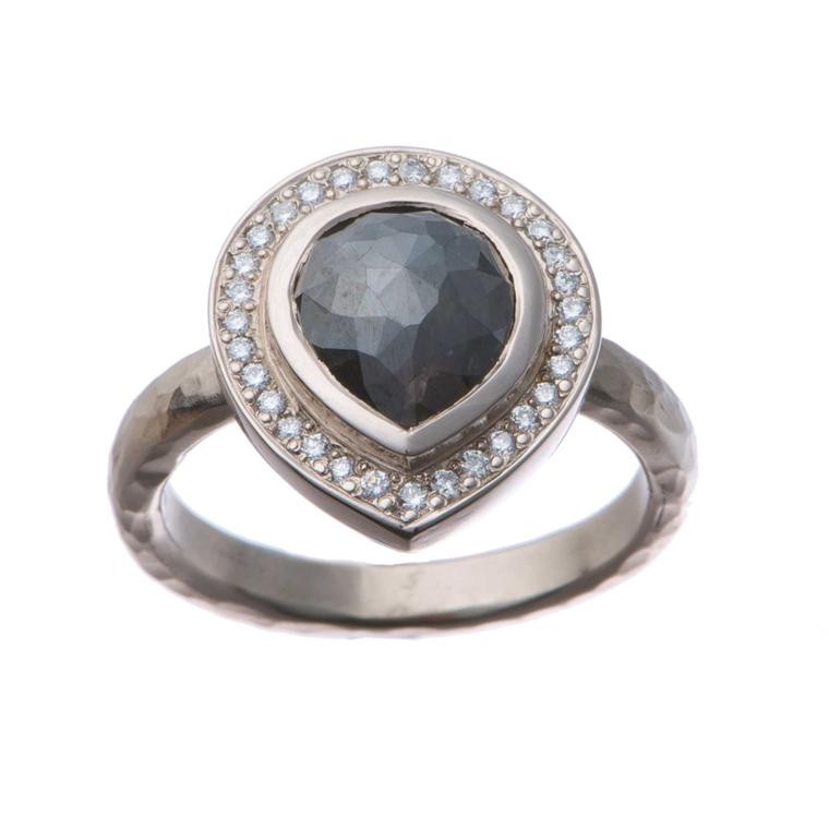 Alexis Dove Lydia charcoal grey diamond engagement ring