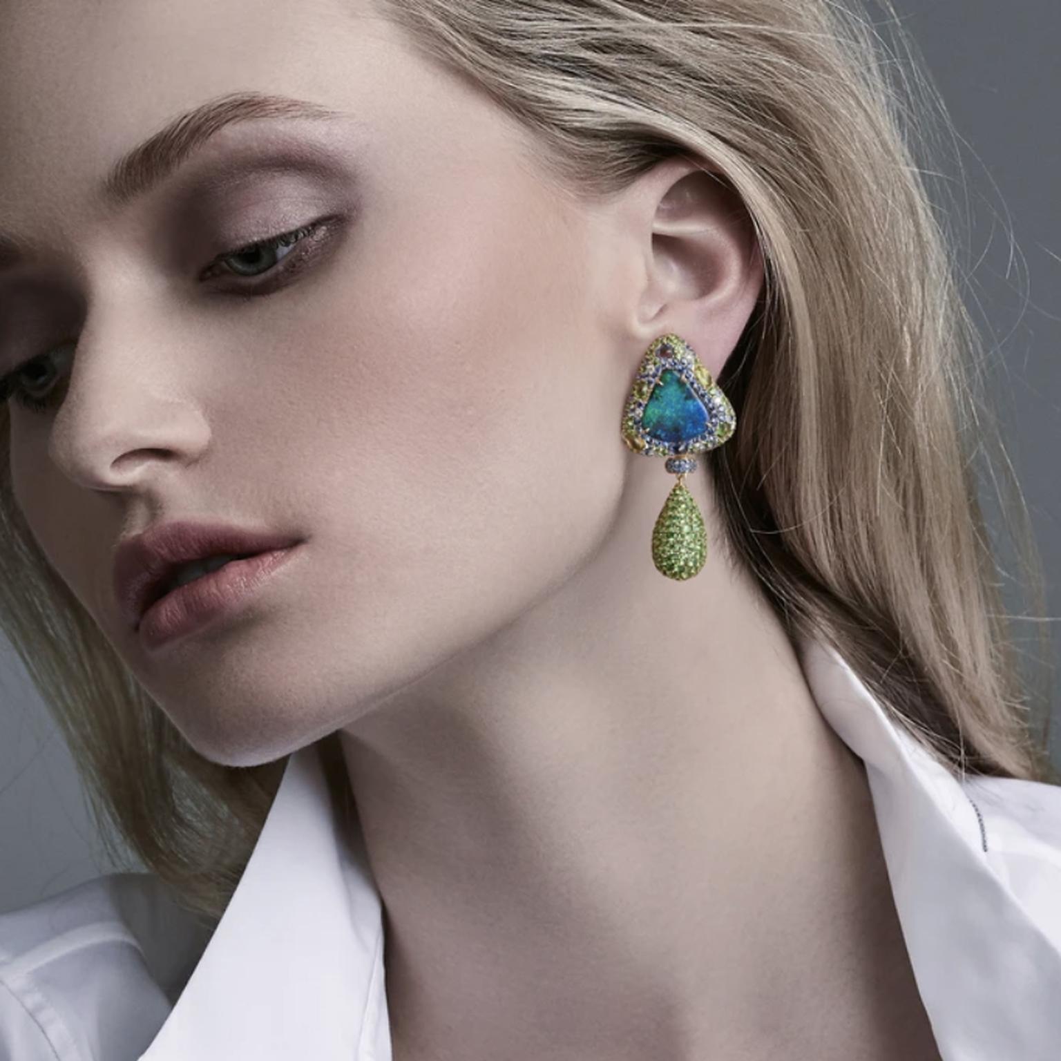 Opal earrings by Margot McKinney on Model
