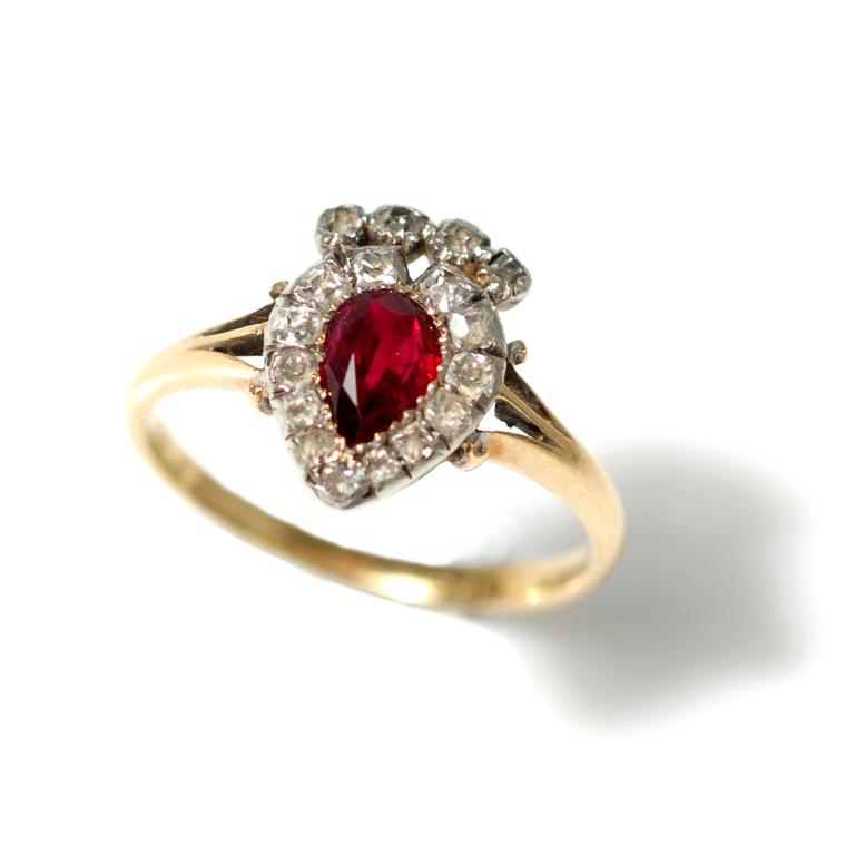Trivette ruby and diamond heart ring