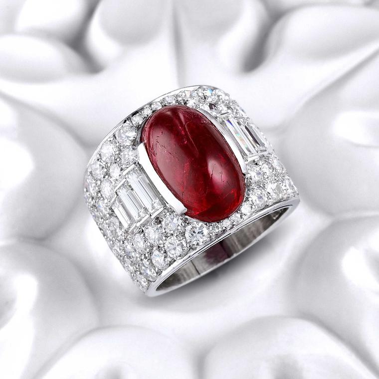 Bulgari Burmese Ruby Diamond Trombino Ring Estimate: $15000 to 25000
