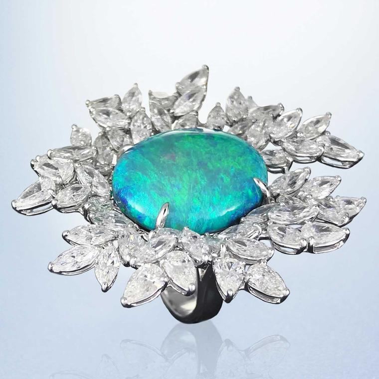 Margot McKinney Australian opal and diamond cocktail ring