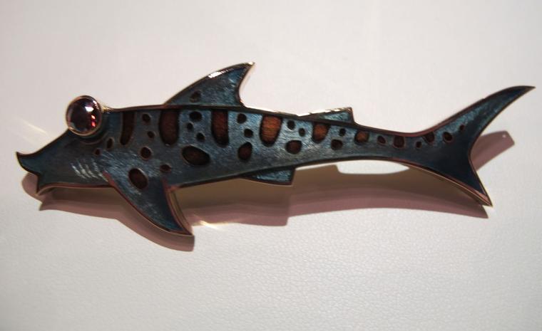 Fred Leopard Shark brooch in enamel with brown diamond eye. Something for his Christmas stocking perhaps? £8,200