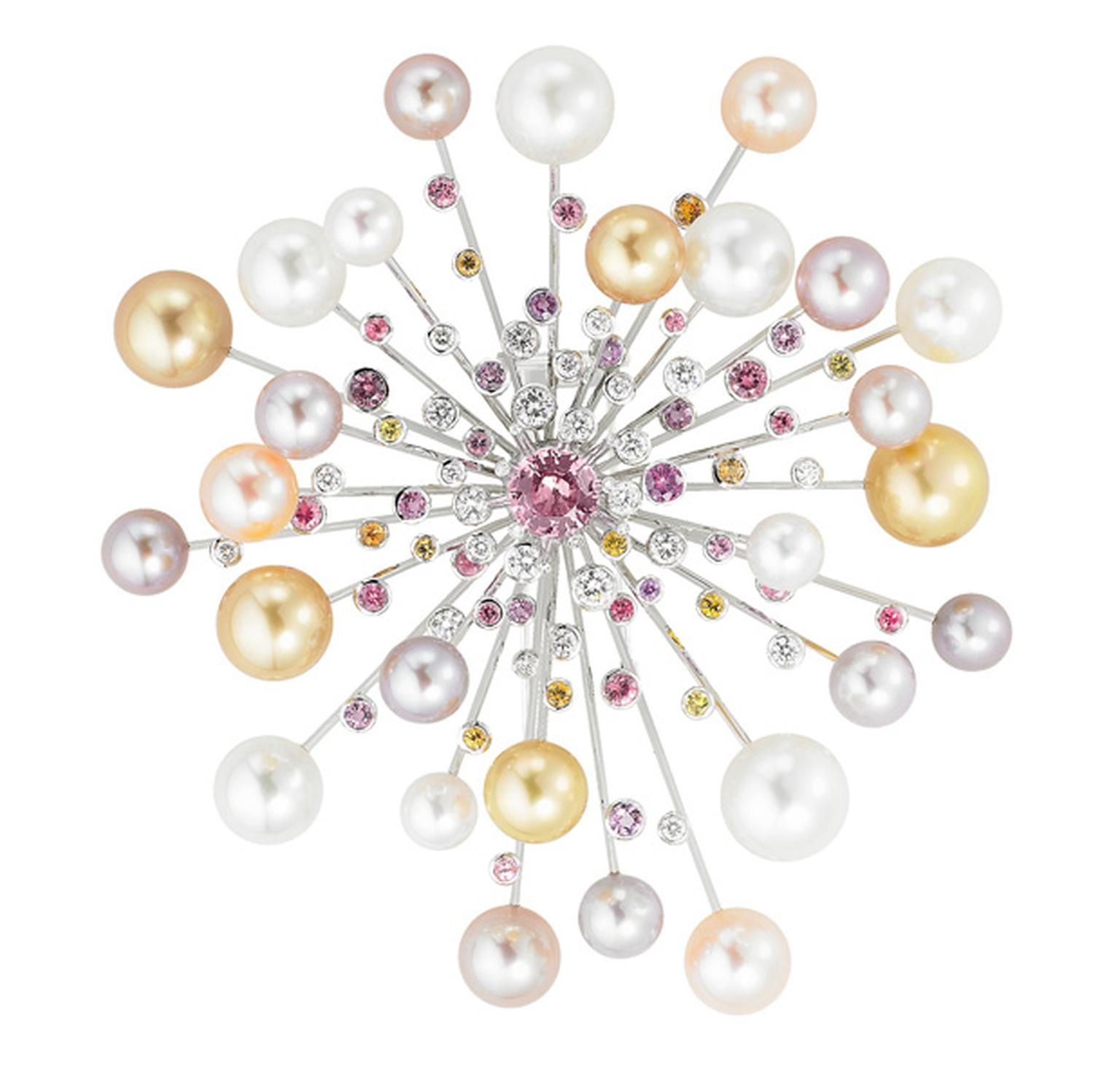 Chanel Fine Jewellery pearl, sapphires and diamonds 'Swing’ brooch