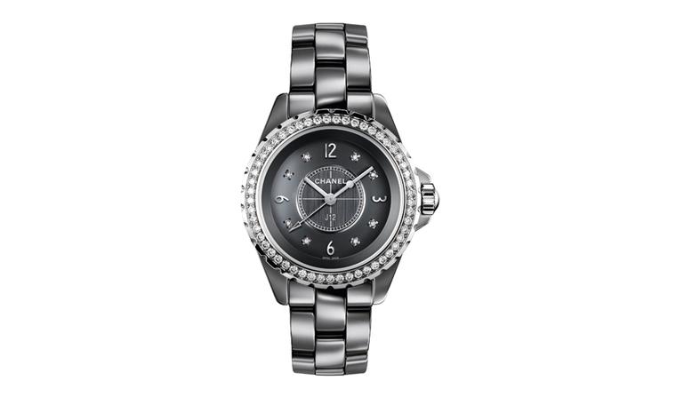 CHANEL, J12 Chromatic 33mm watch in white gold bezel, crown and hands. Set with Diamonds. Self winding mechanical movement. 42 hour power reserve. Water resistant 50 metres