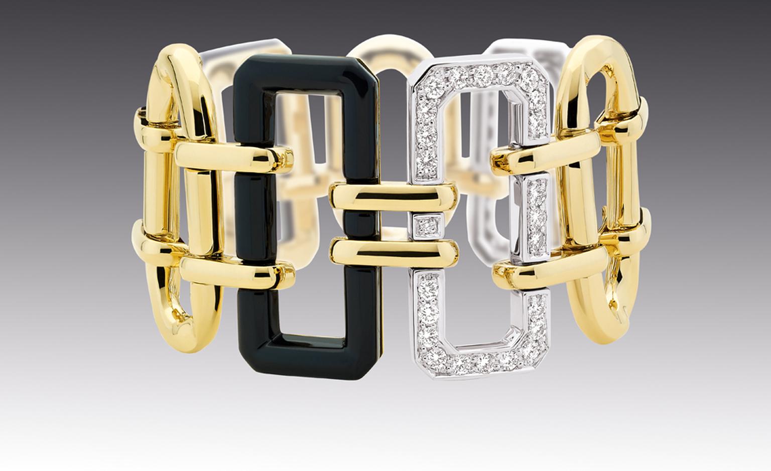 CHANEL, The Premiere cuff in 18kt white and yellow gold with onyx. £18,675
