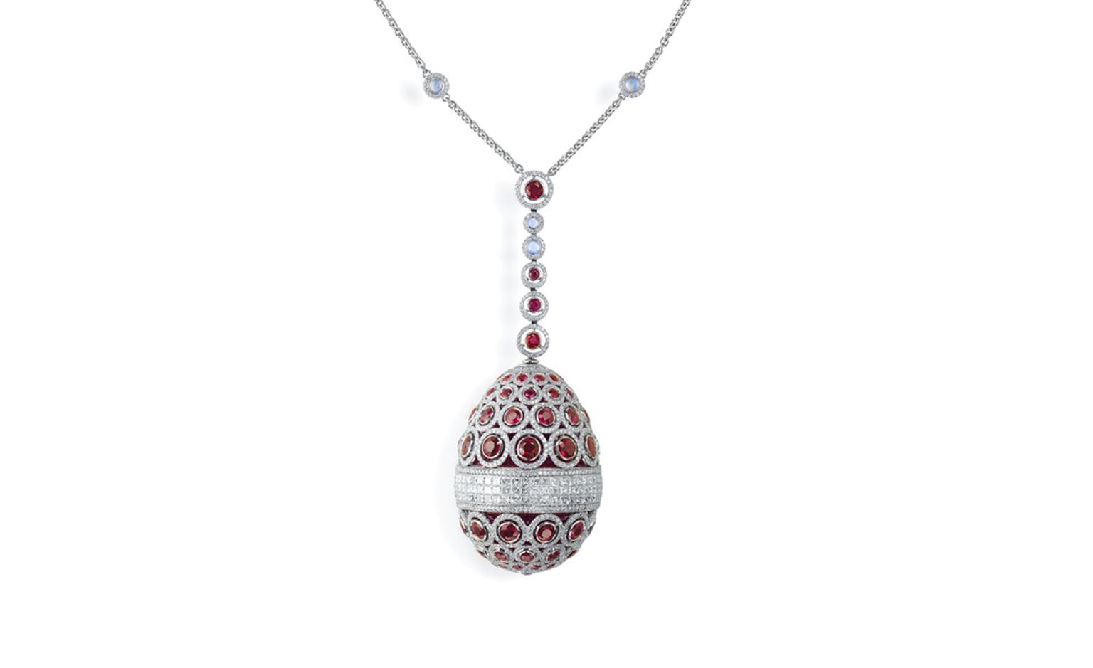 Fabergé. L’Oeuf Diaghilev (The Diaghilev Egg.) This piece is set with white gold and features 2012 stones including diamonds, rubies, shapphires and moonstones. POA