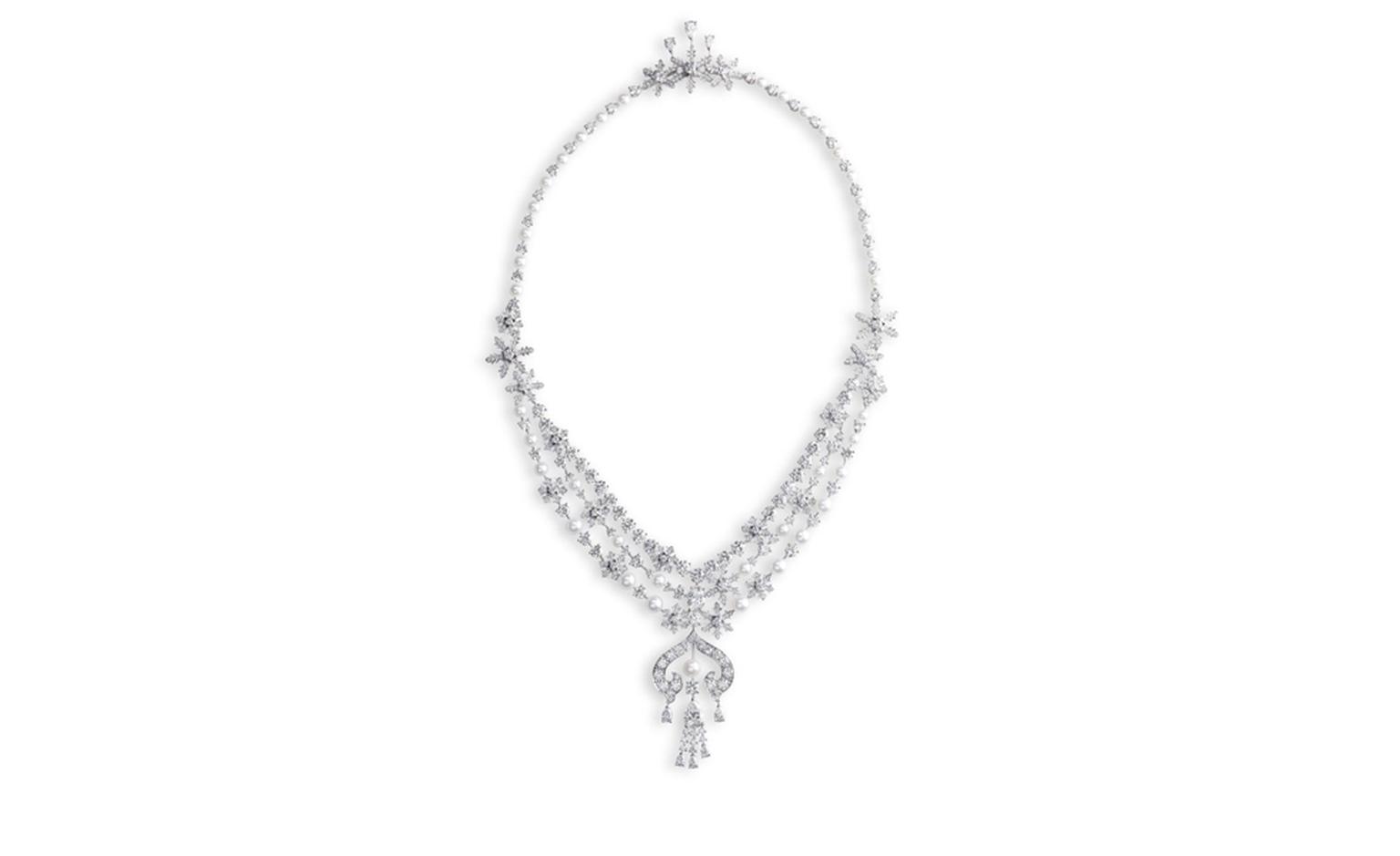 Fabergé. Le Collier Zhivago. This piece is set with white gold and features diamonds and pearls. POA