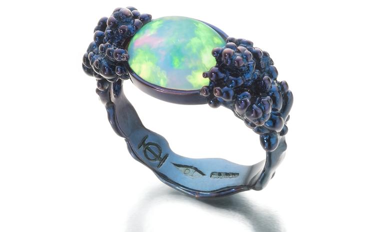 ORNELLA LANNUZZI.  Would you...? Ring. Set in blue silver with a Wello opal cabochon. Price from £850