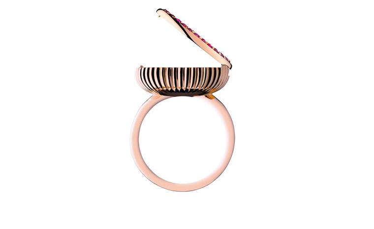 Kate Moss for FRED Collection. Pink gold ring paved with rubies 2.9 carats. Price from 4900 €