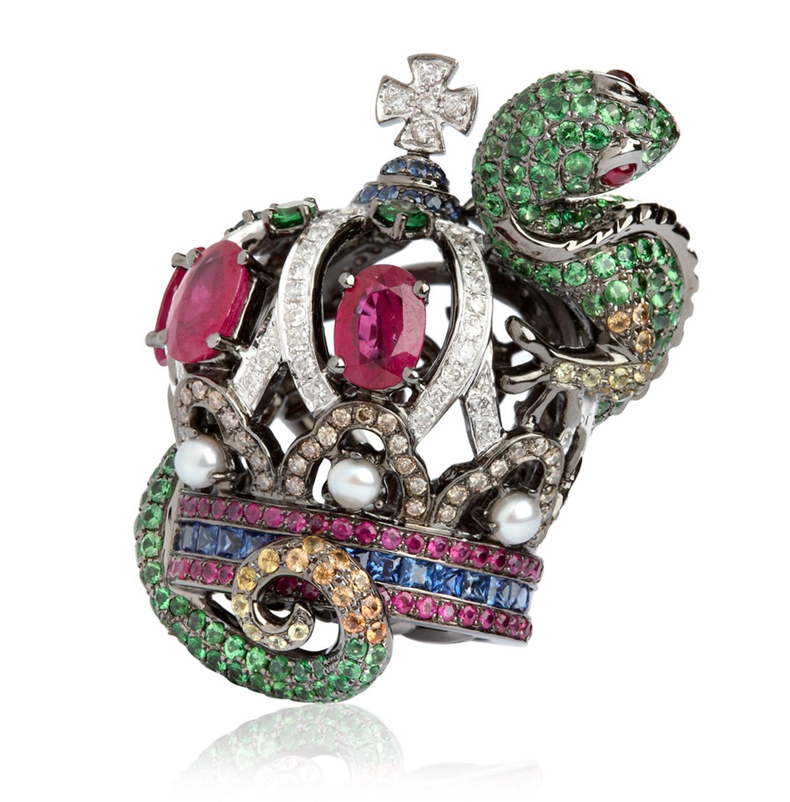 Wendy-Yue-Fantasie-Jubilee-18ct-white-gold diamond sapphire garnet-and-ruby-Lizard-ring.jpg