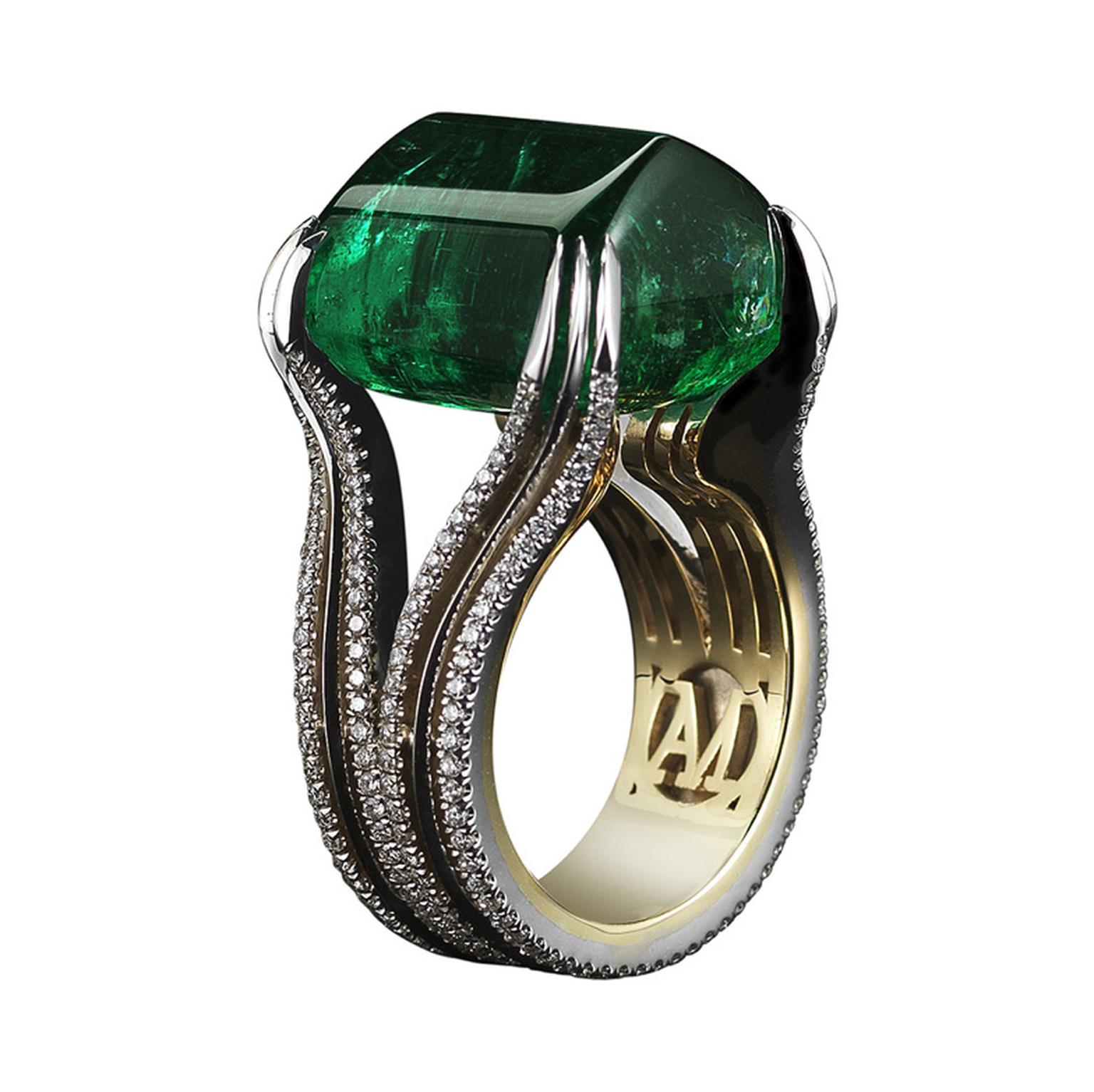 Gemfields' 26ct Zambian emerald ring by New York jewellery designer Alexandra Mor.