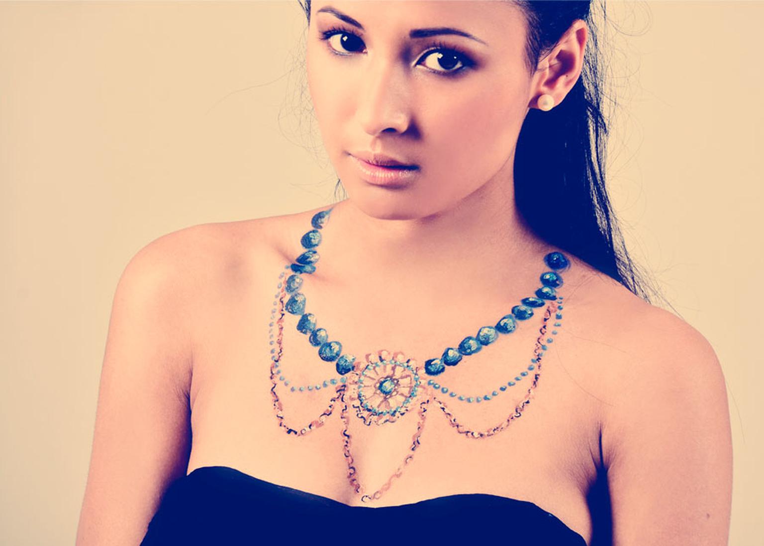 In your dreams Body painted jewellery Vintage lapis lazuli and yellow gold necklace.jpg