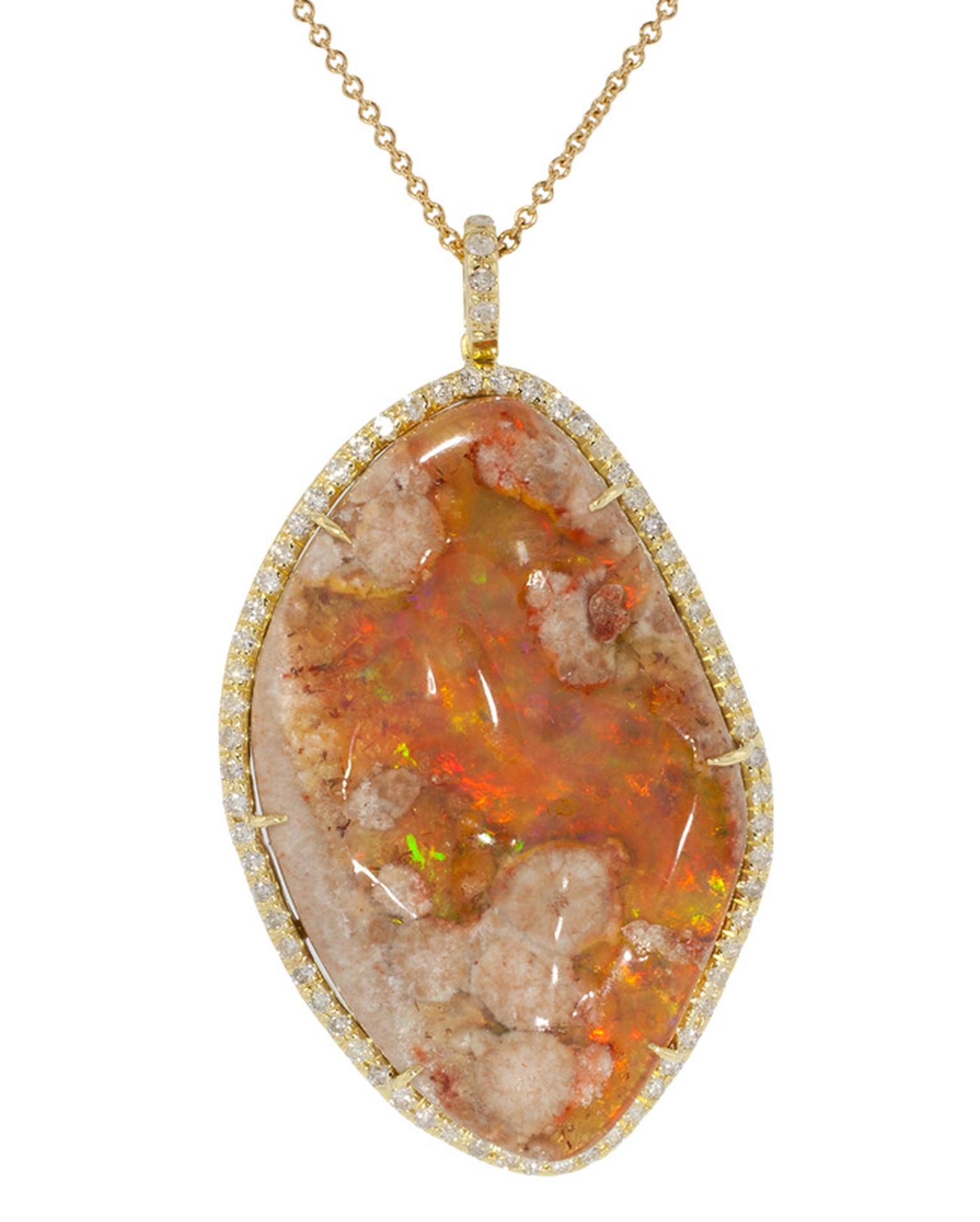 Kimberly McDonald fire opal matrix and diamond pendant in yellow gold_20140318_Main