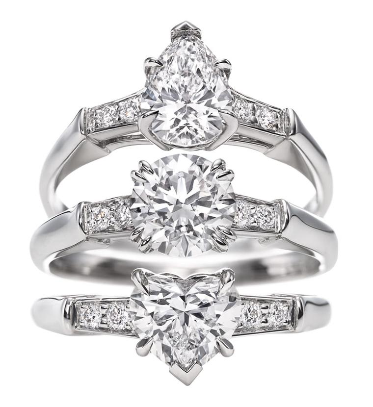 Harry Winston. Iconic Harry WInston Pear-Shaped Round Brilliant Heart-Shaped rings.