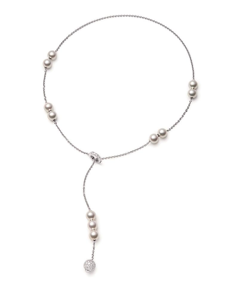 Mikimoto Akoya pearls in motion necklace. Akoya pearls, diamonds and white gold 2,500