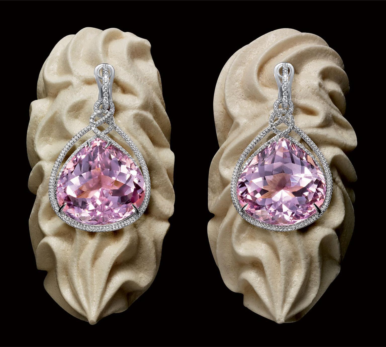 Chopard Chocolate Temptations Earrings from the Temptations collection, adorned with two pear shaped kunzites, paved with brilliant cut diamonds and set in white gold POA
