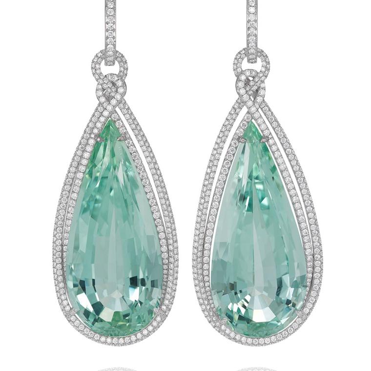 Chopard Chocolate Temptations Earrings from the Temptations collection, suspending two pear shaped green beryls paved with diamonds and set in white gold POA