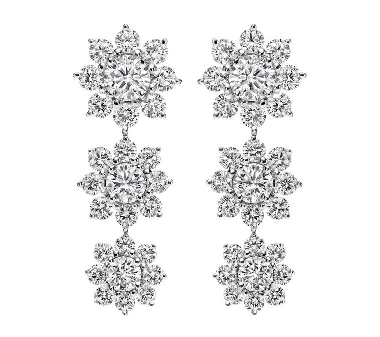 Harry-Winston-Sunflower-Three-Stone-Drop-Earrings