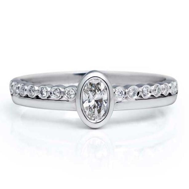Arabel Lebrusan oval-cut diamond engagement ring in recycled white gold.