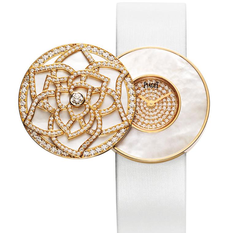 Piaget Limelight Garden Party Secret Watch. Pink gold, white mother of pearl and diamond POA