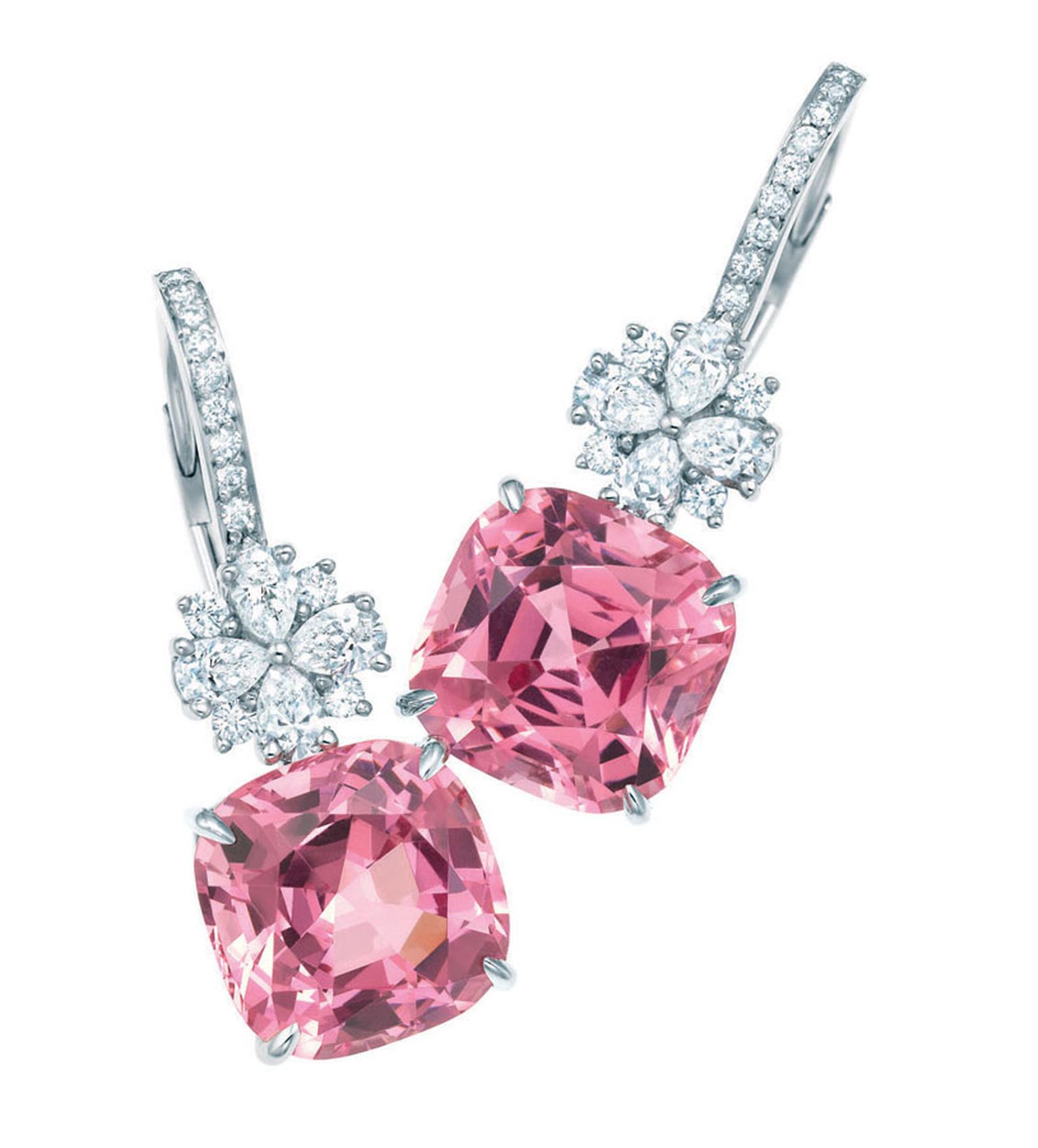 Tiffany Pink spinel and diamond earrings in platinum 38700