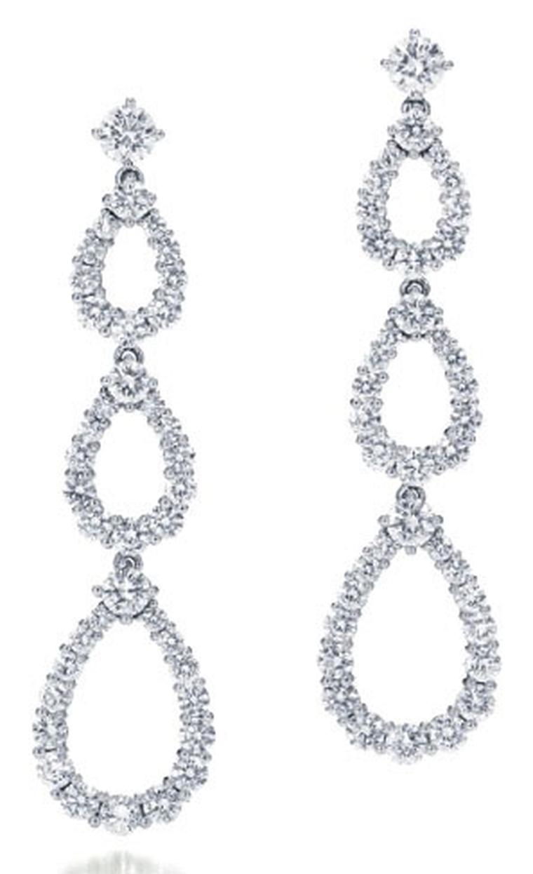 Harry Winston diamond and platinum triple Loop earrings