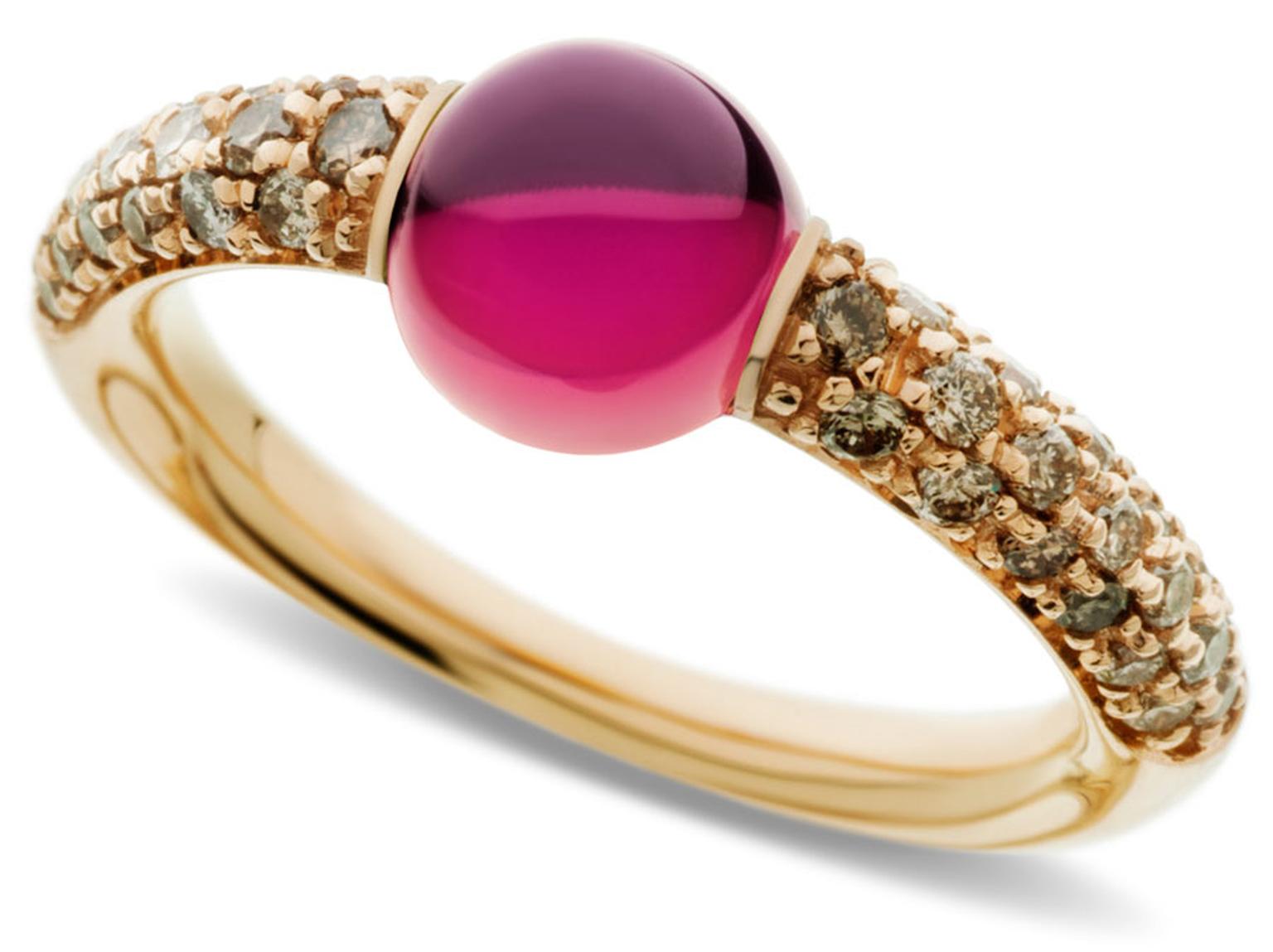 valentine - Pomellato-Ring-in-rose-gold-with-red-tourmaline-and-brown-diamonds-2155