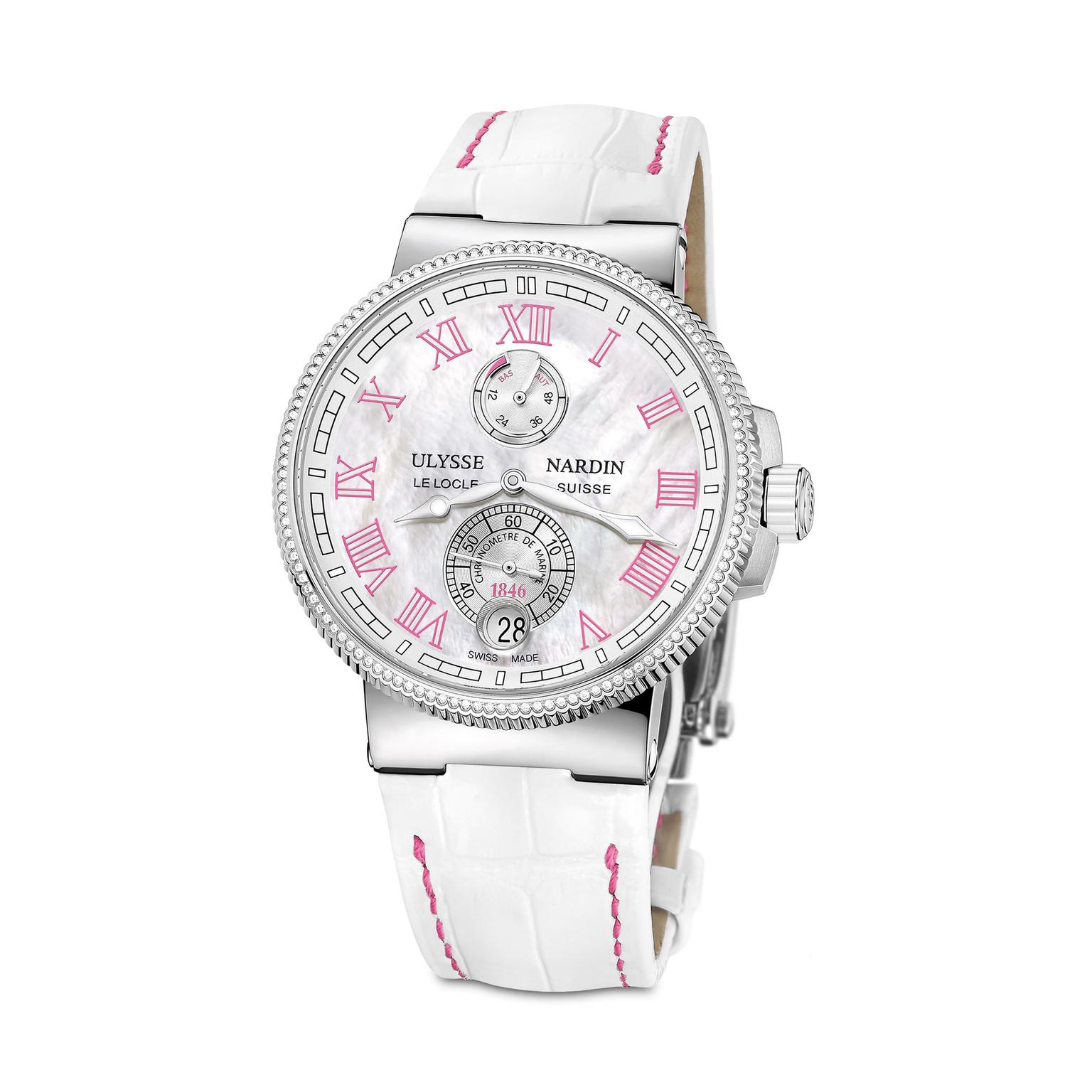 Ulysse Nardin Marine Chronometer 43mm ladies watch in pink_zoom