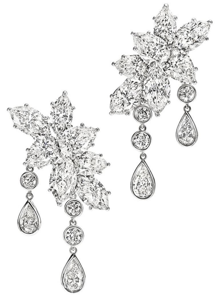 Harry Winston Caftan Winston Cluster Diamond Drop Earrings