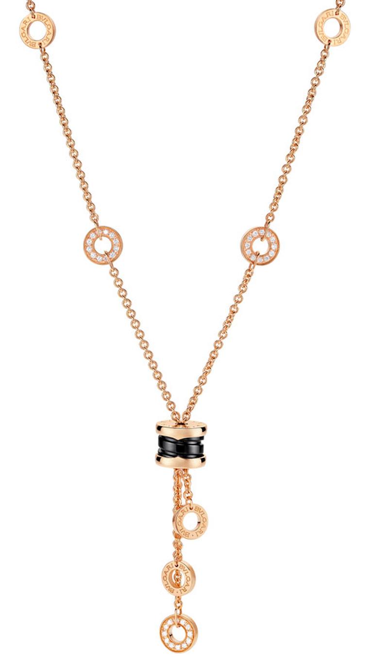 Bulgari B.zero1 pink gold and black ceramic necklace with pave´ diamonds _ 4.300 GBP
