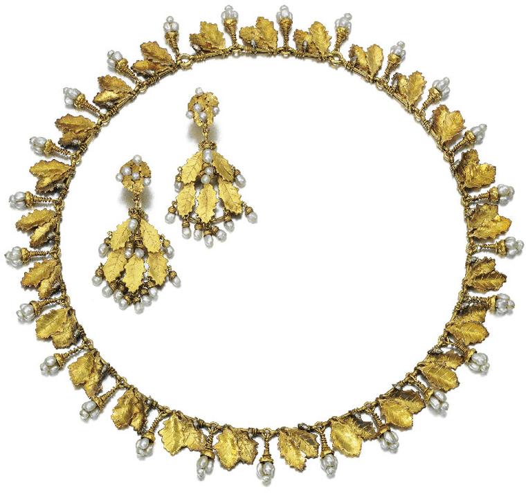 Sothebys Gold and Seed Pearl Demi Parure