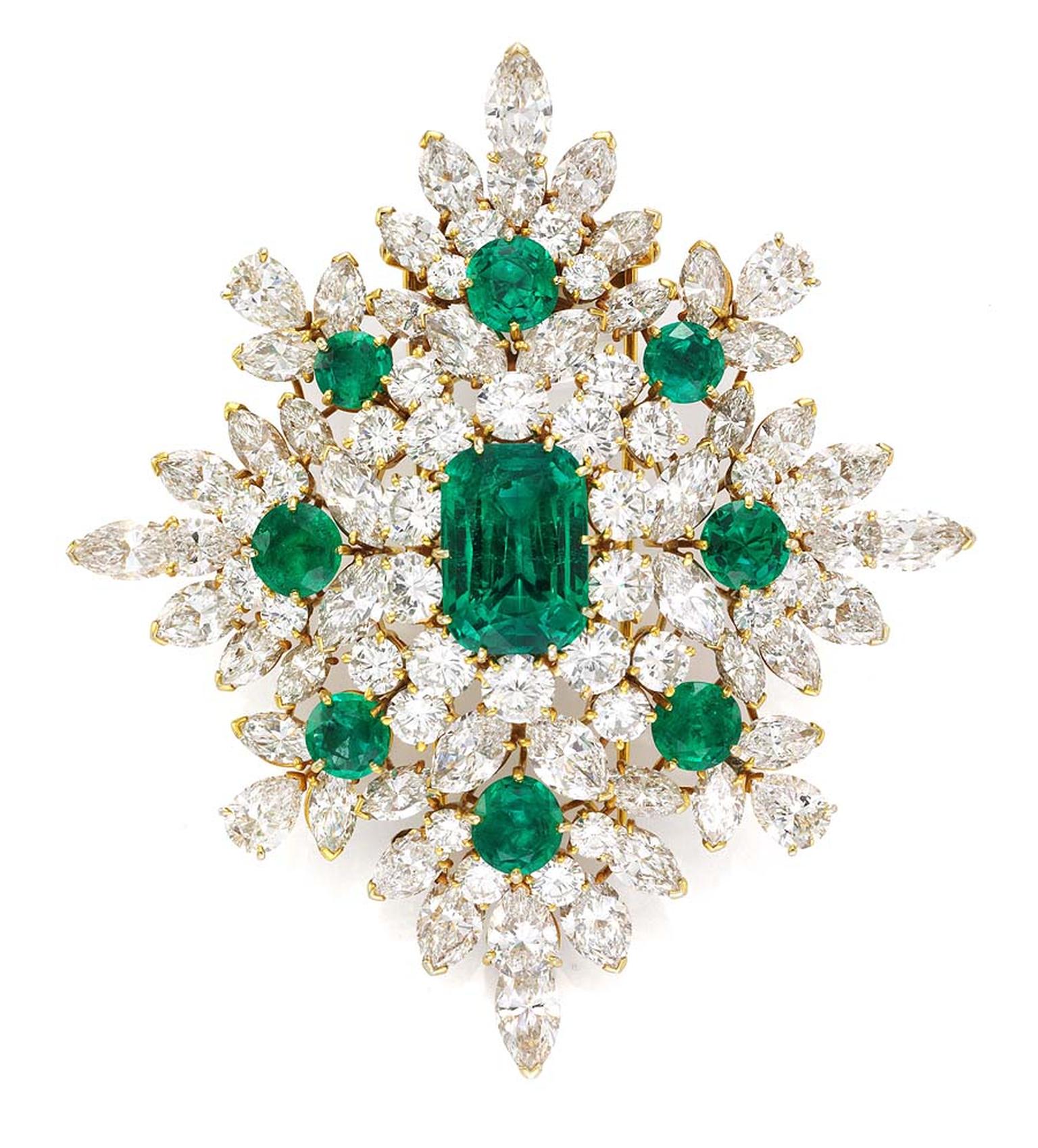 Van Cleefs & Arpels' magnificent emerald and diamond brooch (1967), Simon Teakle, Connecticut, was one of the vintage emerald jewels on display at Fine Art Asia 2013.