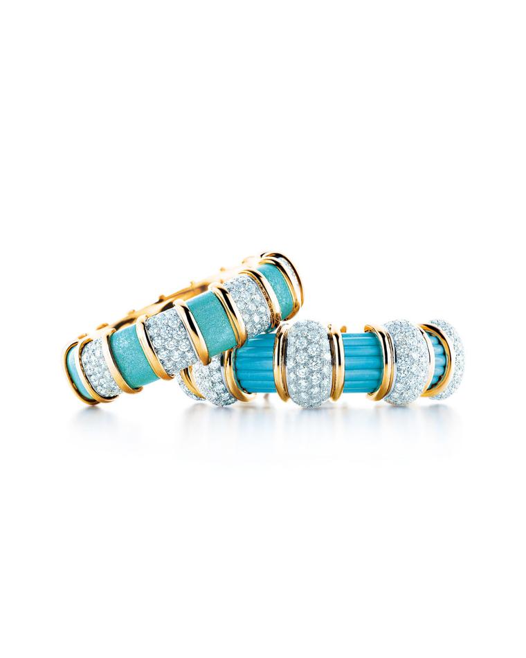 Tiffany & Co. turquoise, diamond and gold bangles, inspired by original designs by Jean Schlumberger