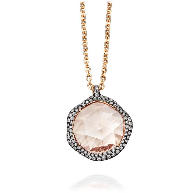 Astley Clarke large Fao pendant featuring a 8.23ct morganite surrounded by molten pavé diamonds (£6,400).