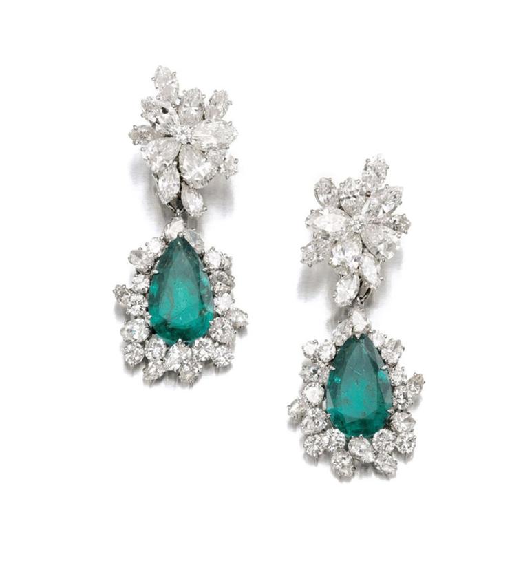 Gina Lollobrigida's emerald and diamond earclips, by Bulgari circa 1964, sold for CHF 293,000 at Sotheby's Geneva in May 2013.