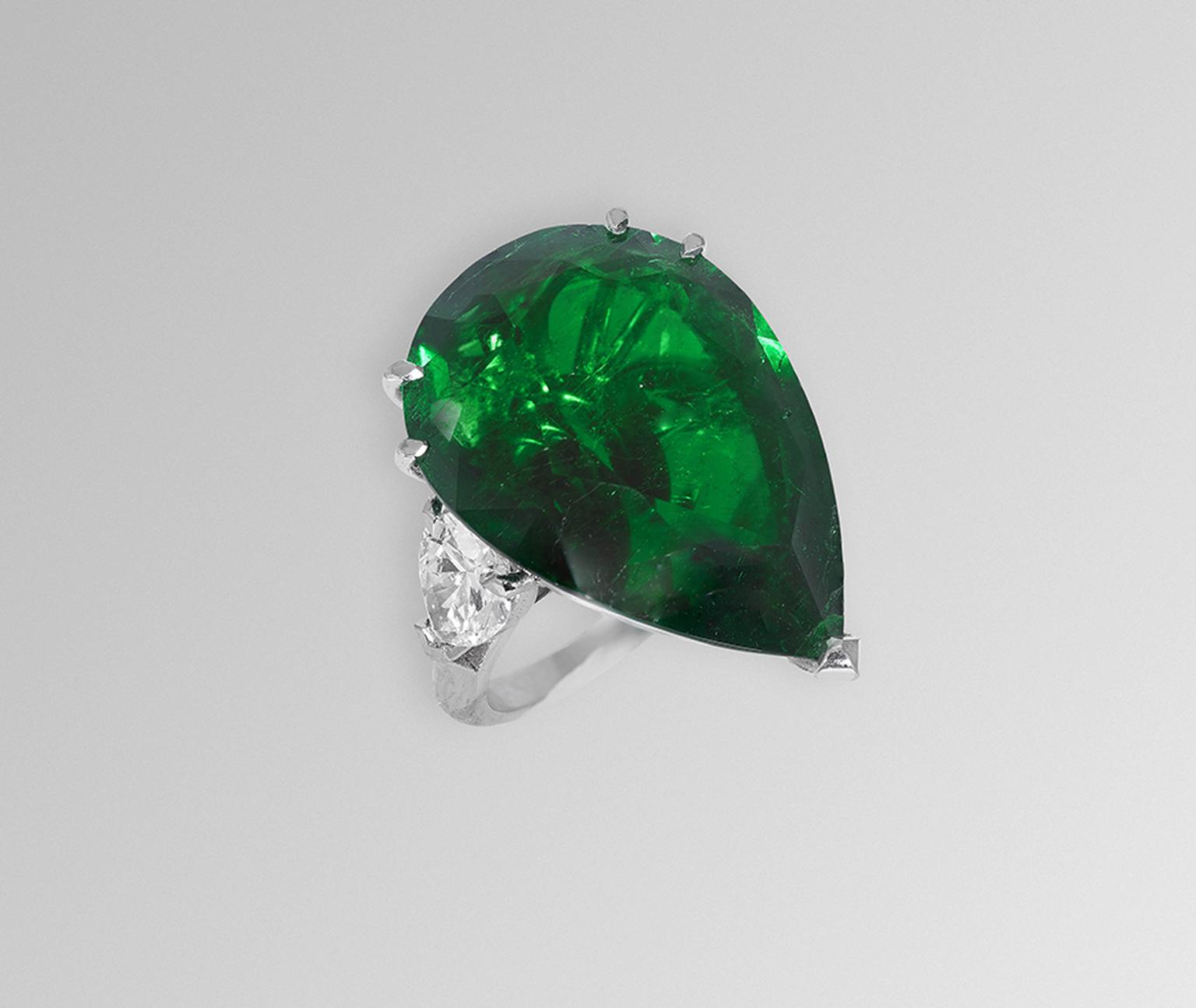 One-of-a-kind David Morris emerald ring.