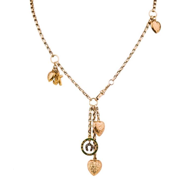 Annina Vogel's All Hearts short signature charm necklace with a goodluck horseshoe charm (£1,450).
